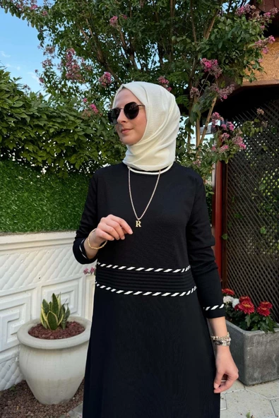 Samanyolu Siyah Triko Elbise - Resim 2