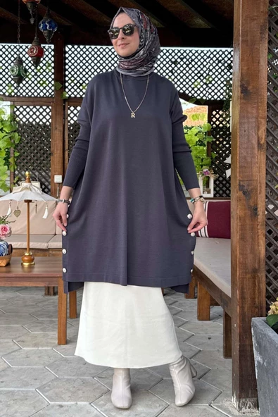 Sevda Triko Tunik Antrasit - Resim 7