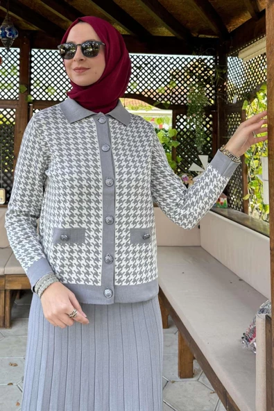 Kazayağı Triko Hırka Takım Gri - 2