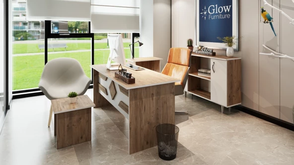 Dove Ofis Masa Takımı-Atlantik Çam-Beyaz - 3