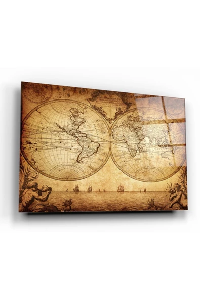Harita Dekoratif ve Modern Cam Tablo - Resim 2