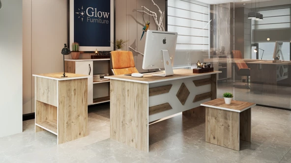 Dove Ofis Masa Takımı-Atlantik Çam-Beyaz - 2