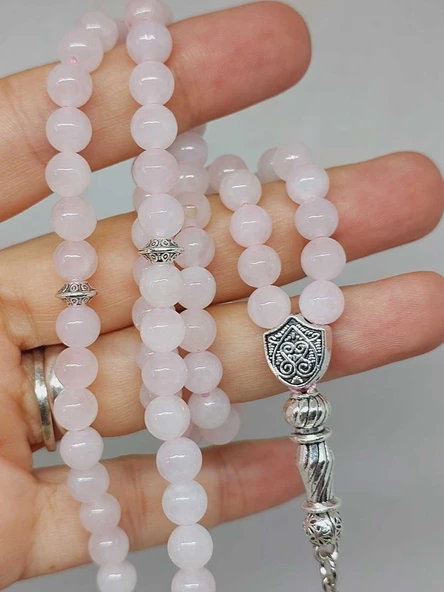 Pembe Kuvars Taşı 99luk Tesbih 6mm (1254) - Resim 2