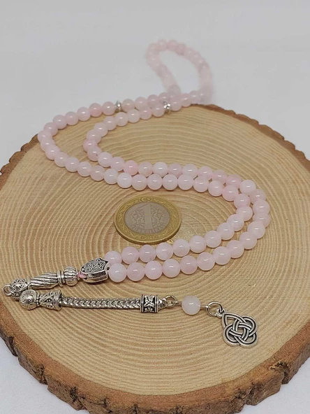 Pembe Kuvars Taşı 99luk Tesbih 6mm (1254) - Resim 6