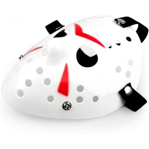 Beyaz Kırmızı Çizgili Tam Yüz Hokey Maskesi - Resim 3