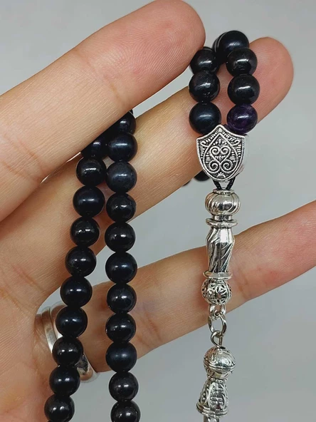 Shungite (Şungit) Taşı 99luk Tesbih 6mm (23175) - Resim 2
