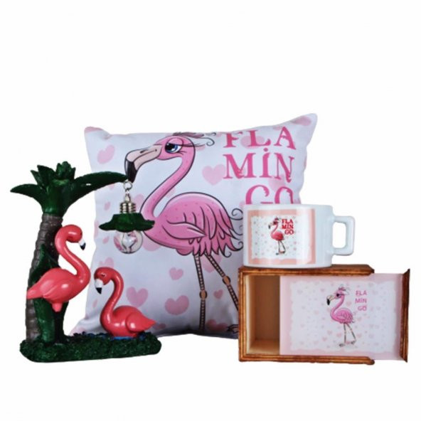 Flamingo Masa Lambası Flamingo Kutulu Kupa Flamingo Puf Yastık - 1