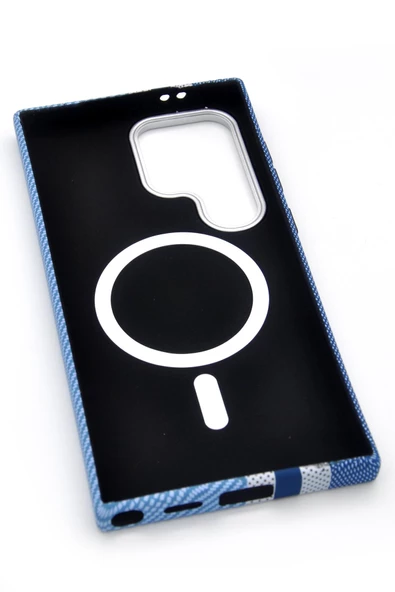 Samsung Galaxy S23 Ultra Uyumlu Dijital Desenli MagSafe Şarj Özellikli Silikon Kapak Kılıf - Resim 5