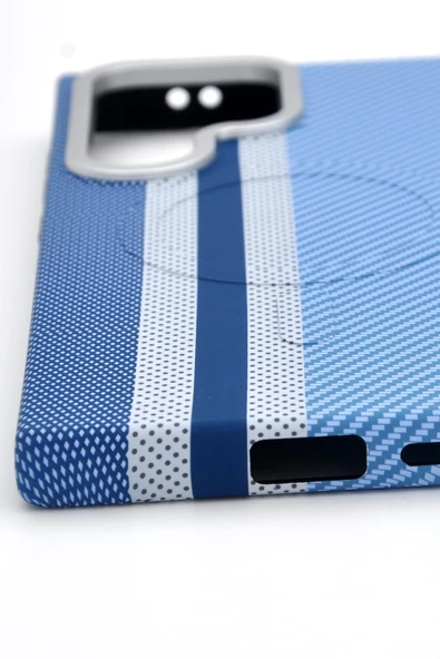 Samsung Galaxy S23 Ultra Uyumlu Dijital Desenli MagSafe Şarj Özellikli Silikon Kapak Kılıf - Resim 4