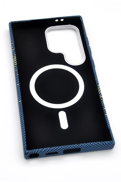 Samsung Galaxy S24 Ultra Uyumlu Dijital Desenli MagSafe Şarj Özellikli Silikon Kapak Kılıf - Resim 5