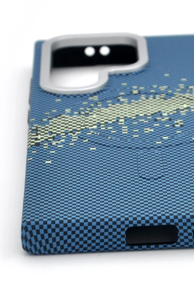 Samsung Galaxy S24 Ultra Uyumlu Dijital Desenli MagSafe Şarj Özellikli Silikon Kapak Kılıf - Resim 4