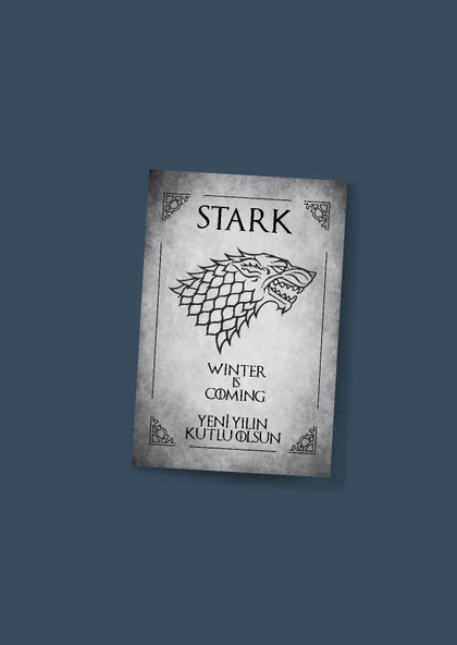 Game of Thrones 3 Lü Yeni yıl kartı yılbaşı kartı tabrik kartı Stark Hause kart - Resim 4