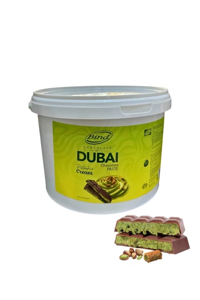 Bind Chocolate Dubai Çikolatası Içi, Antep Fıstıklı Kadayıflı Hazır Krema(3 kg Kova)