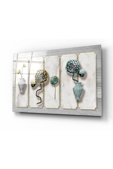 Vazo Ve Çiçekler Dekoratif ve Modern Cam Tablo ürün görseli