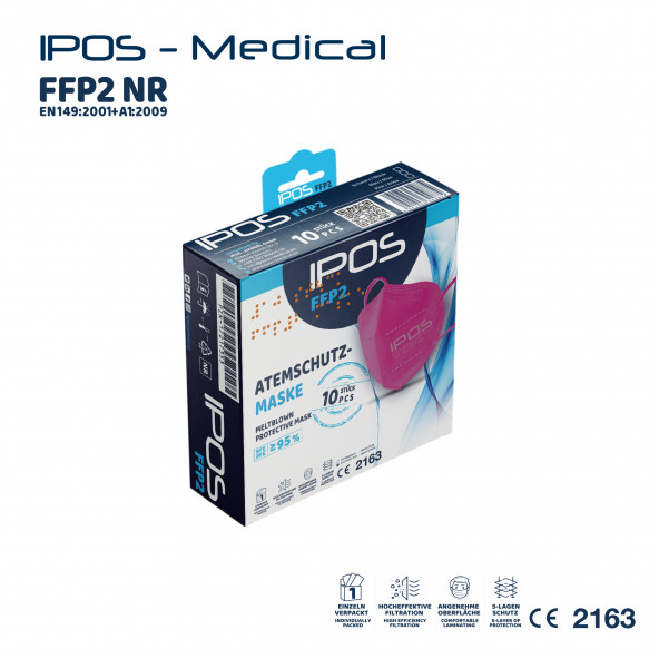 IPOS Ffp 2 Maske 10'lu Paket Pempe IPOS P 20 PEMBE