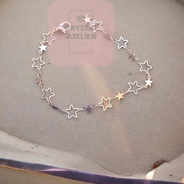Gökyüzü Işıltısı Yıldız Figürlü Aesthetic Soft Vibes Vintage Y2k Star Zincir Bileklik - 2