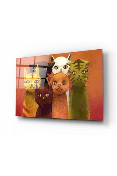 Kediler Dekoratif ve Modern Cam Tablo ürün görseli 1