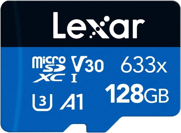 633x 128 GB Micro SD Kart, microSDXC UHS-I Kart + SD Adaptör, 100MB/s Okumaya kadar microSD Hafıza Kartı, A1, Sınıf 10, U3, V30 (LMS0633128G-BNAAA)