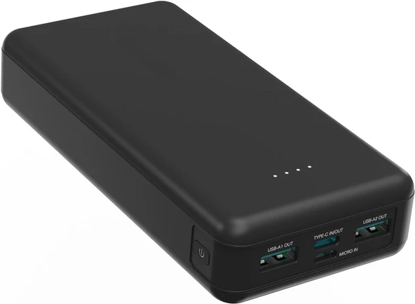 Su Geçirmez 20000 mAh PD 15W 4 Port Powerbank Led Şarj Göstergeli Küçük ve Kompak Tasarım Type-C Input ve Output 2x Input 3x Output Taşınabilir Şarj Cihazı PB1216 (PB1216-20000mAh)