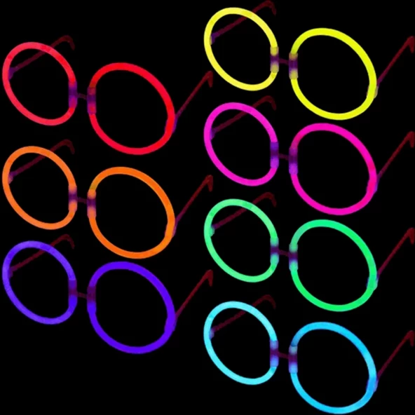 Glow Parti Gözlüğü Glow Partisi Yulak Şekilli Fosforlu Gözlük 6 Adet