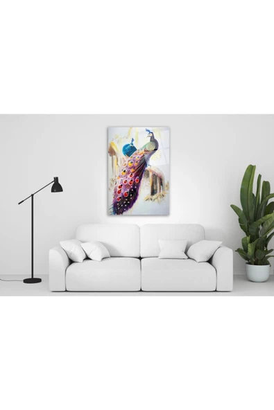 Tavus Kuşu Dekoratif ve Modern Cam Tablo ürün görseli