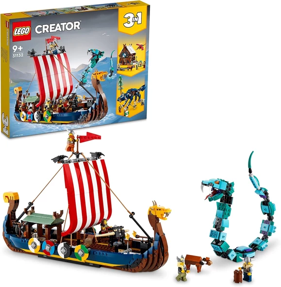 Lego 31132 Creator, 3in1 Viking Gemisi & Midgard Yılanı