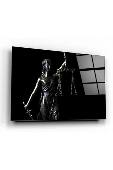 Themis Heykeli Dekoratif ve Modern Cam Tablo