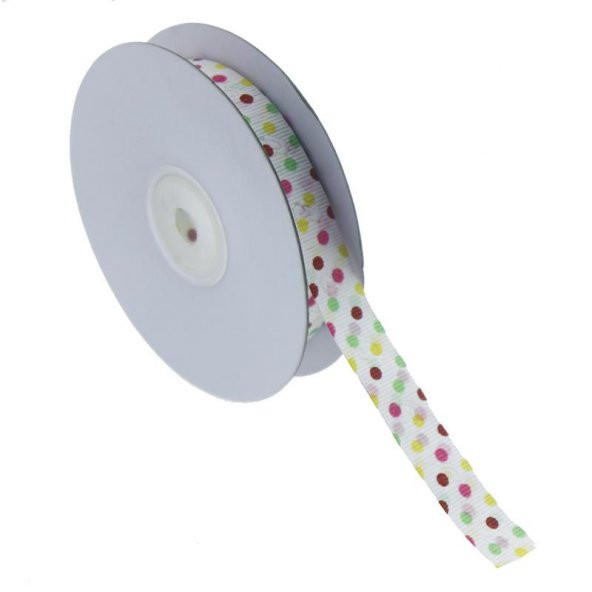 1,5cm x 18metre Renkli Puanlı Kumaş Kurdela Mod.1