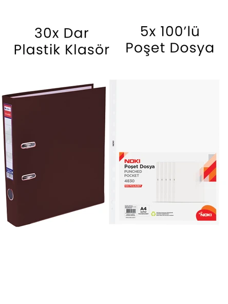 30 Adet Tigra Dar Klasör 5 Adet Noki 100'lü Poşet Dosya Ofis Seti - 2