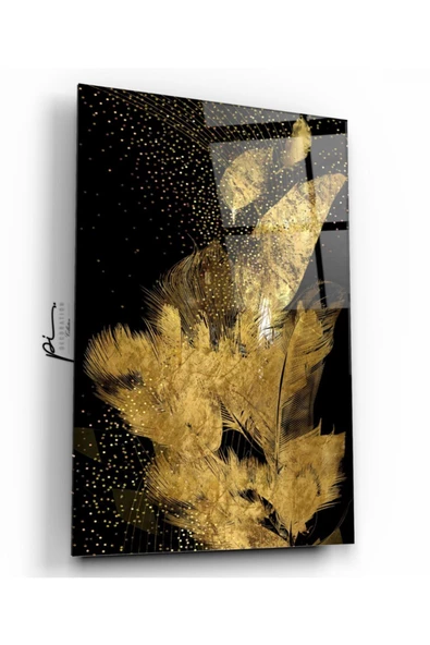 Gold Tüyler Dekoratif ve Modern Cam Tablo ürün görseli