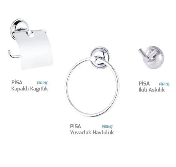 Pisa 3lü Banyo Aksesuar Seti Krom - 3