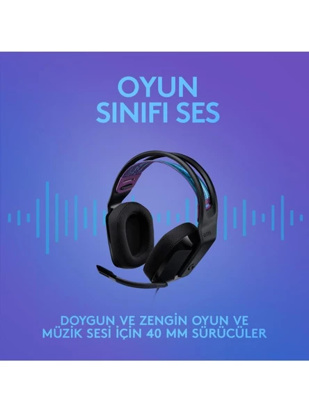 Logitech G335 Siyah Kablolu Mikrofonlu Kulak Üstü Oyuncu Kulaklığı - teşhir - 3