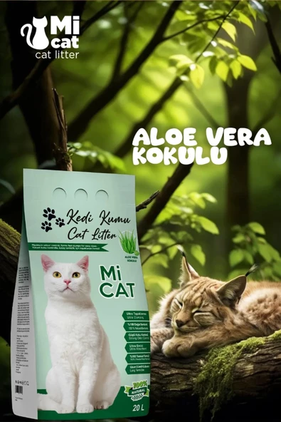 Mİ CAT 20 Litre Aloe Vera Kokulu Kedi Kumu Koku Hapseden Süper Topaklanan Ve Tozsuz