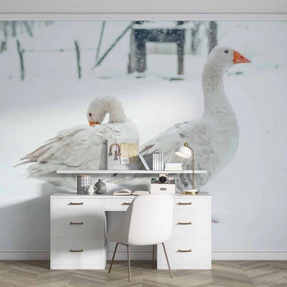 Kar ve Kaz Manzaralı Duvar Kağıdı - Resim 10