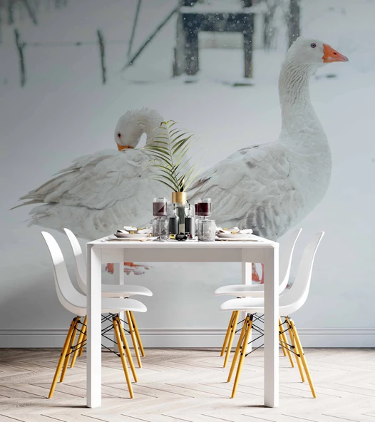 Kar ve Kaz Manzaralı Duvar Kağıdı - Resim 5