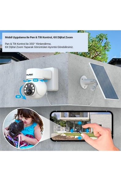Uranium ANP-PT4015BS4G-B 4mp 3.6 mm Lens 4g/lte 15 mt Ir + 15 mt Beyaz LED Çift Yönlü Konuşma IP65 Solar Kamera - 4