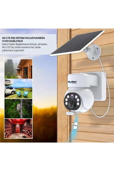 Uranium ANP-PT4015BS4G-B 4mp 3.6 mm Lens 4g/lte 15 mt Ir + 15 mt Beyaz LED Çift Yönlü Konuşma IP65 Solar Kamera - 7