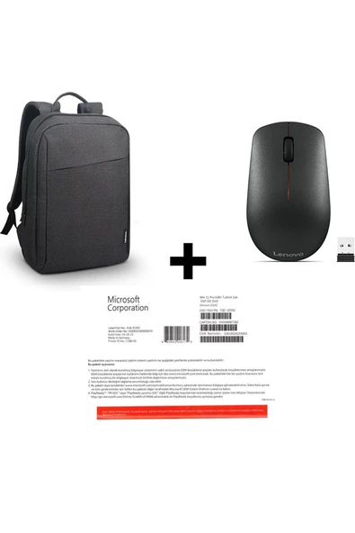 Lenovo 400 Kablosuz Mouse + Lenovo 15.6" Notebook Sırt Çantası Siyah +Microsoft Windows 11 Pro Lisans - 32BİT/64BİT