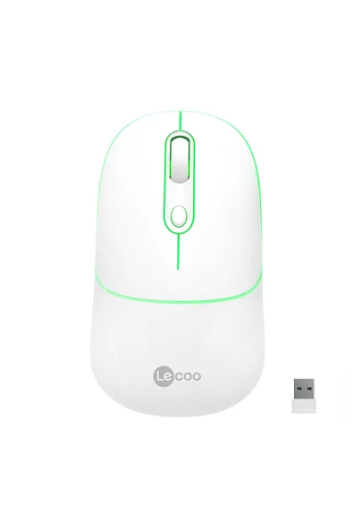 Lecoo Ws210 Dual Mod Rgb 2.4ghz Bluetooth 1600dpı 6 Tuşlu Şarjlı Sessiz Kompakt Kablosuz Optik Mouse Beyaz