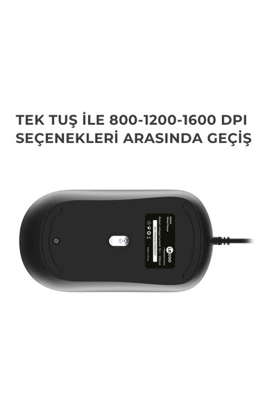 Lecoo Ms104 1600dpı 4 Tuşlu Usb Kablolu Optik Mouse Siyah - 3