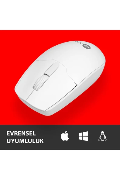 Lecoo Ws204 Kablosuz 1200dpı 3 Tuşlu Optik Mouse Beyaz - 2