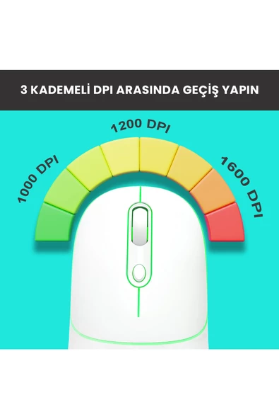 Lecoo Ws210 Dual Mod Rgb 2.4ghz Bluetooth 1600dpı 6 Tuşlu Şarjlı Sessiz Kompakt Kablosuz Optik Mouse Beyaz - 4