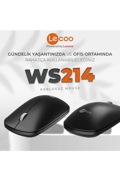 Lecoo Ws214 Kablosuz 1200dpı 3 Tuşlu Optik Mouse Siyah - 5