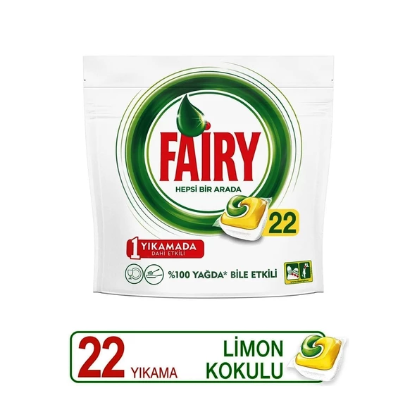 Fairy Hepsi Bir Arada Bulaşık Makinesi Deterjanı Kapsülü Limon Kokulu 22 Yıkama x 2 Adet - 2