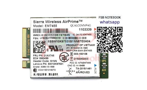 P51 P71 X270 X260 P50s P51s T470s T470p T460p T460s T470 Wifi Wireless Lan Kartı EM7455 01AX748