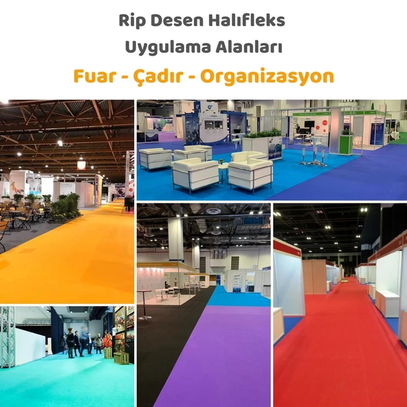 Beylini Halıfleks Zemin Yer Kaplama 3 mm Kalınlığında Rip Halı Duvardan Duvara Halıflex Organizasyon Davet Gri - 5