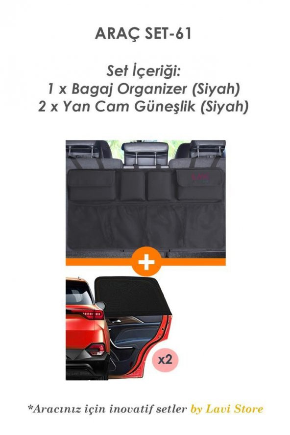 Araba Bagaj Düzenleyici Organizer Çanta + Oto Yan Cam Güneşlik Koruma Perdesi Araç Set-61 - 2