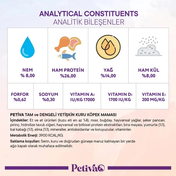 Petiva Yetişkin Köpek Kuzu Etli 3 Kg - 5