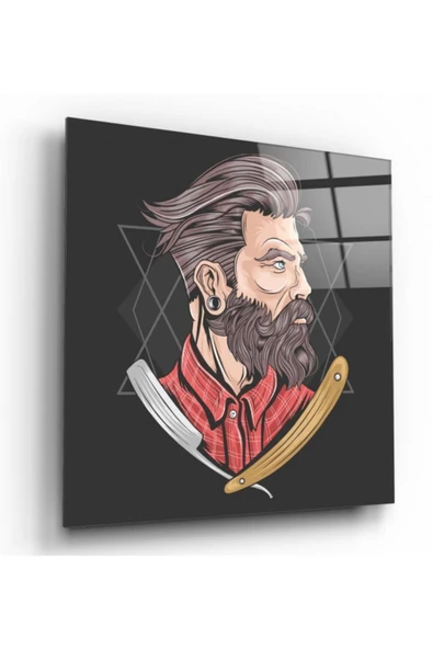 Kuaför Tema Dekoratif ve Modern Cam Tablo