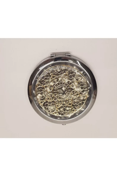 freeshopxl Yuvarlak Cep Aynası, Makyaj Cep Aynası, Kapaklı Cep Aynası, Büyüteçli Cep Aynası, Metal Kapaklı Cep - 2